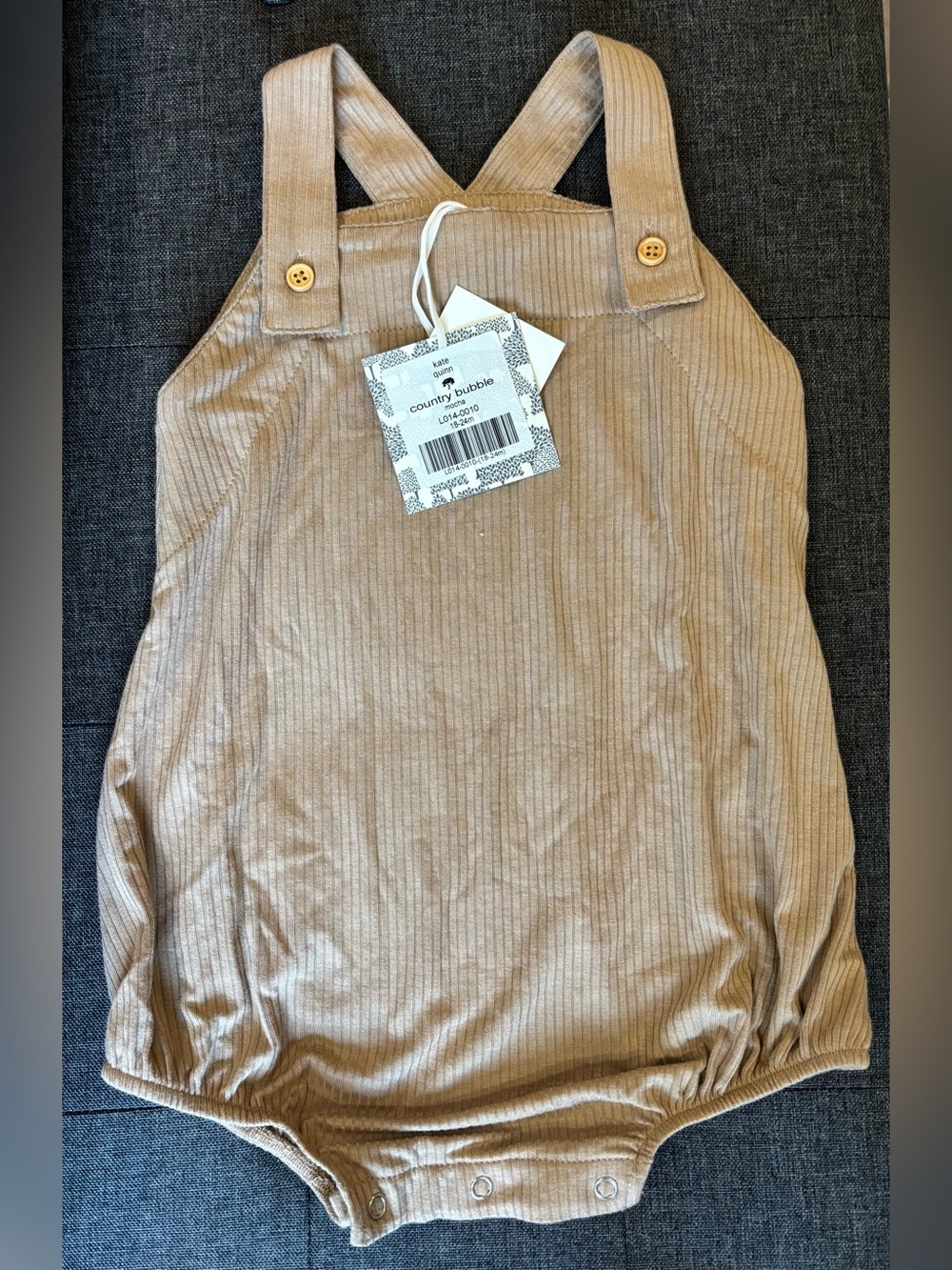 Kate Quinn | Country Bubble Overall | Mocha | Modal Stretchy Rib | NWT | 18-24 M